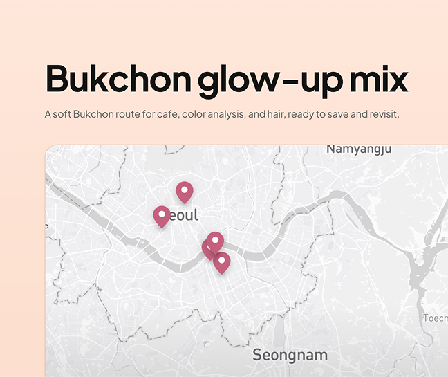 A Seoul moodboard route on the map